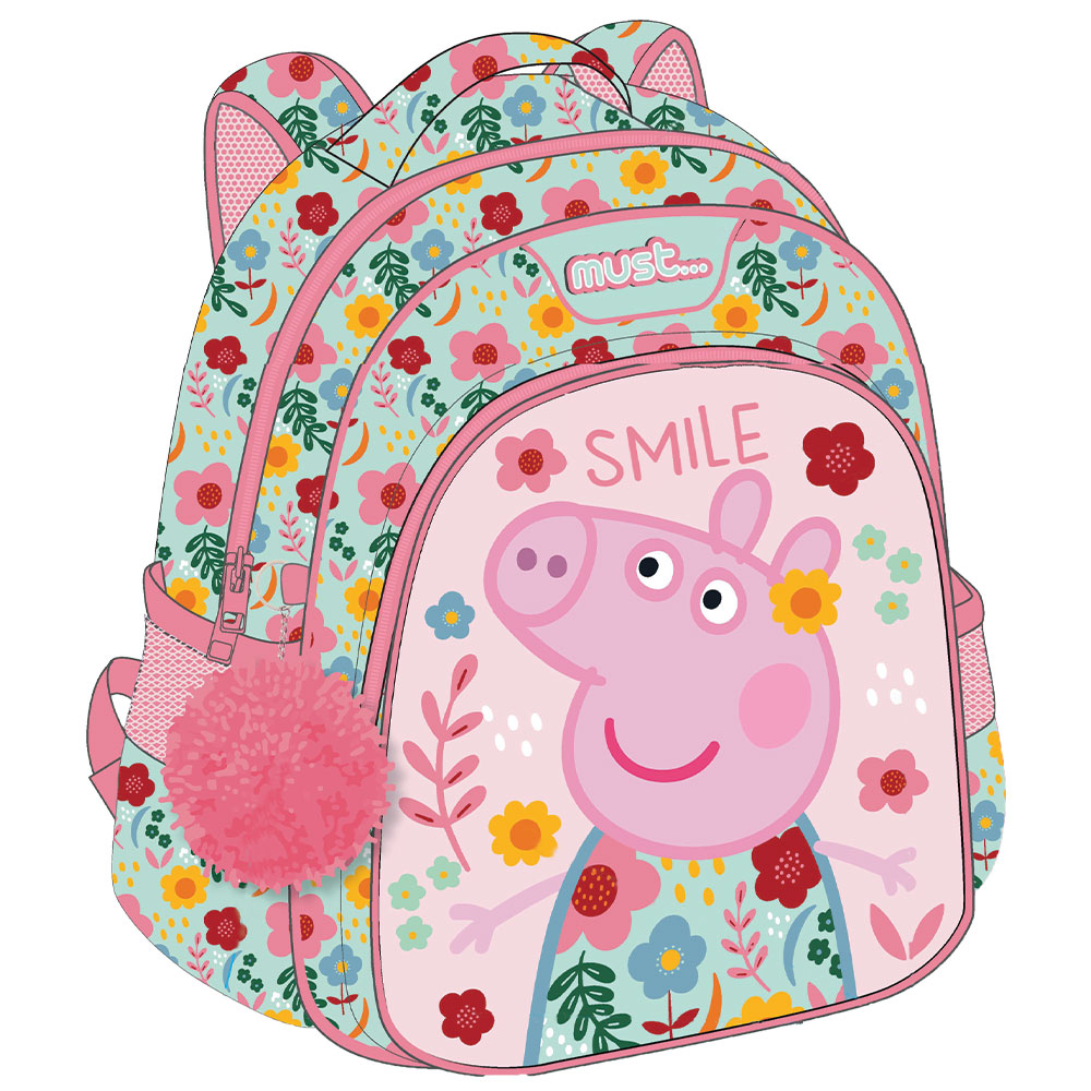 Раница детска с 2 ципа Peppa Pig, 31x27x10