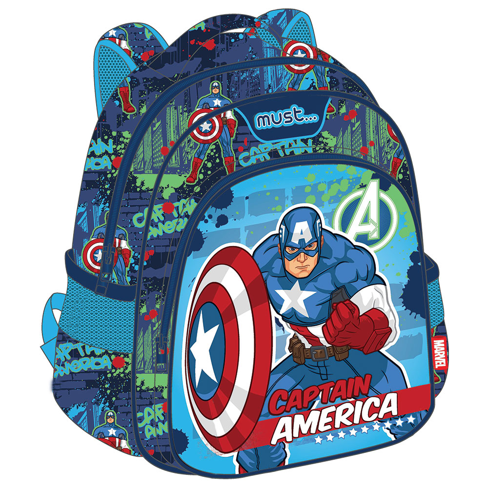 Раница детска с 2 ципа Capitan America, 31x27x10
