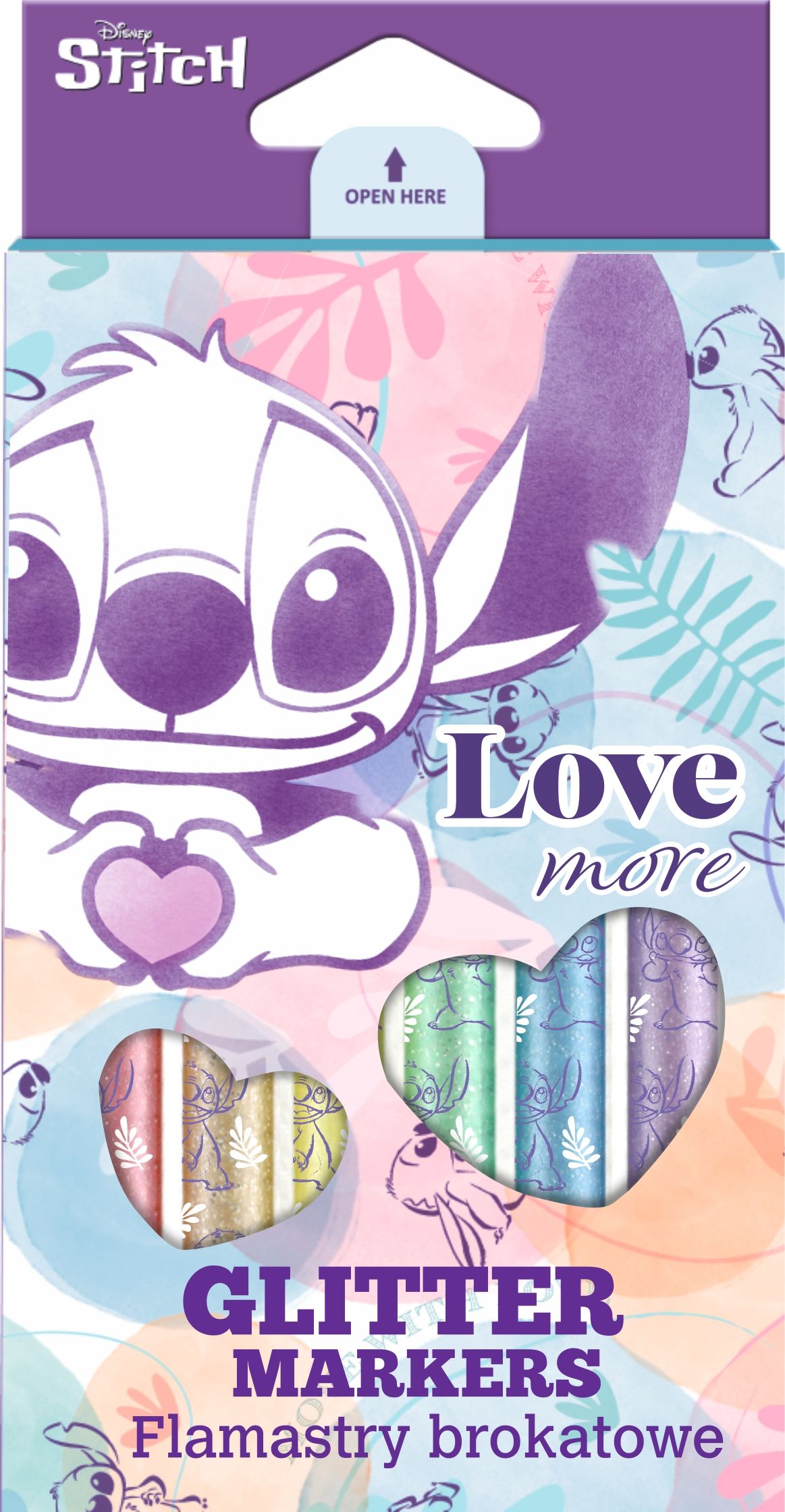 Брокатни флумастери 6 цвята Stitch Pastel Colorino