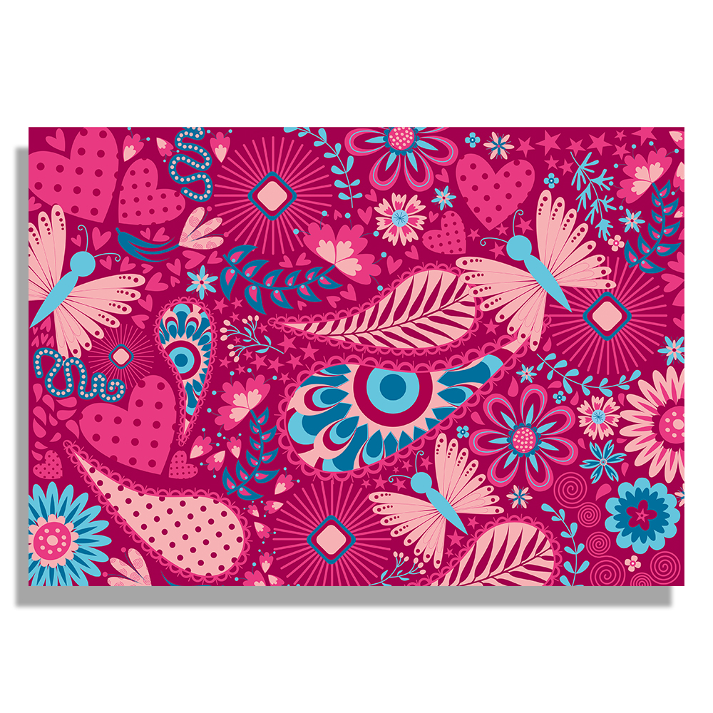 Блок за рисуване №4 Rainbow - Pink Flowers, 190 g, 10 листа