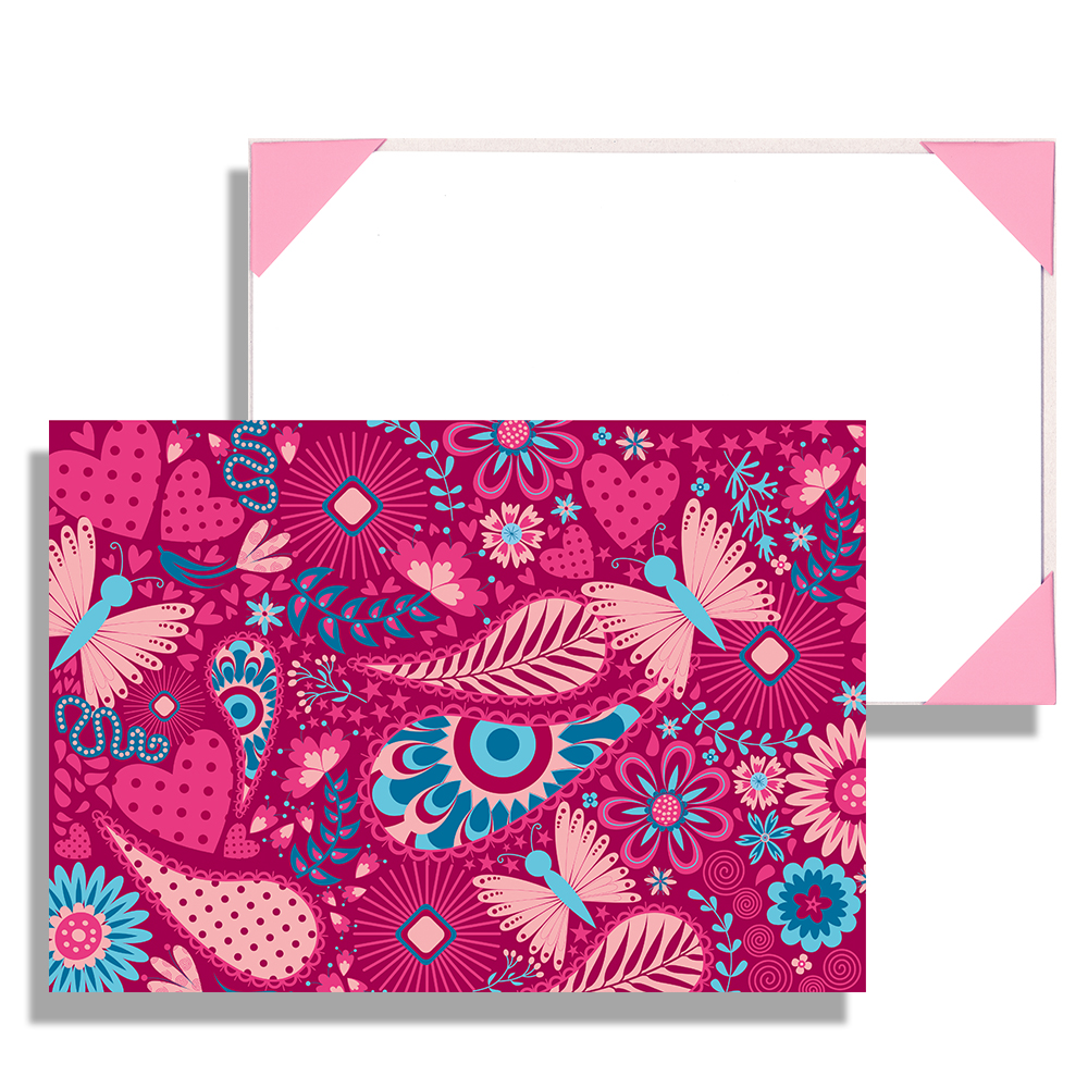 Блок за рисуване №4 Rainbow - Pink Flowers, 190 g, 10 листа
