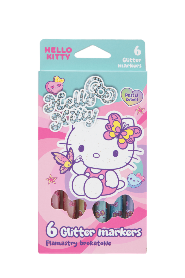 Брокатни флумастери 6 цвята Colorino Hello Kitty Pastel