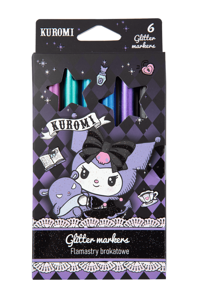 Брокатни флумастери 6 цвята Colorino Kuromi