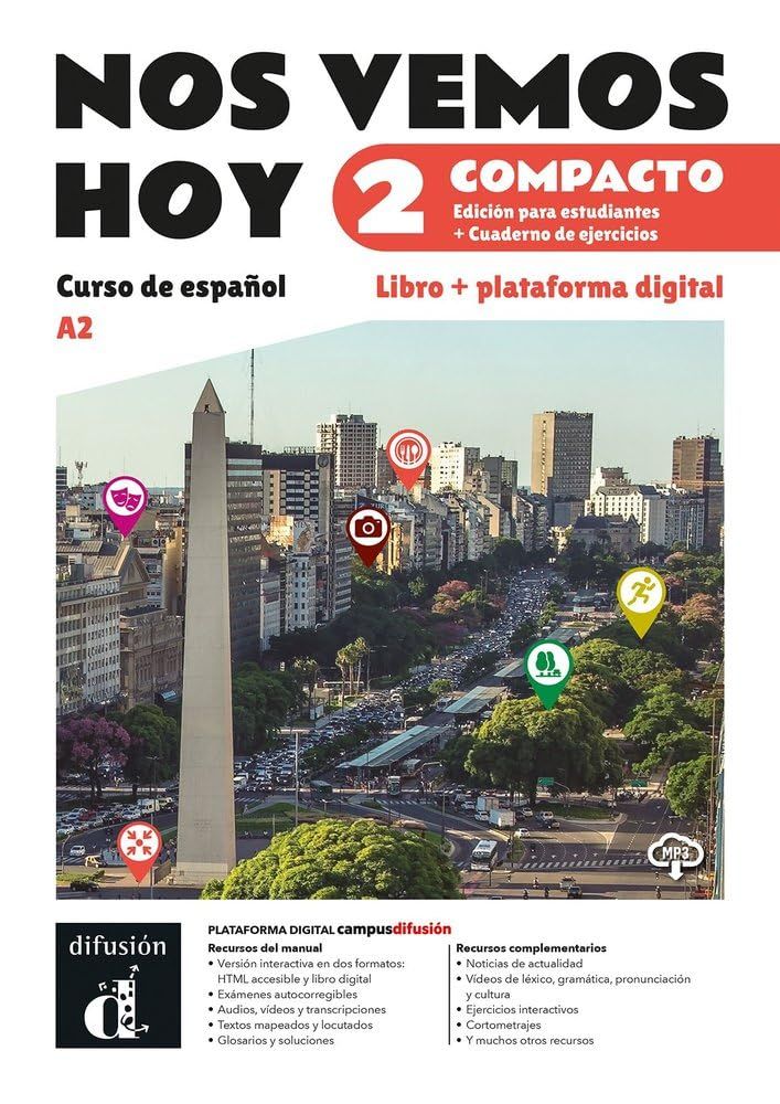 Nos vemos hoy 2 (A2) Compacto. Edición híbrida para estudiantes / Испански език - ниво А2: Учебник и учебна тетрадка + онлайн материали