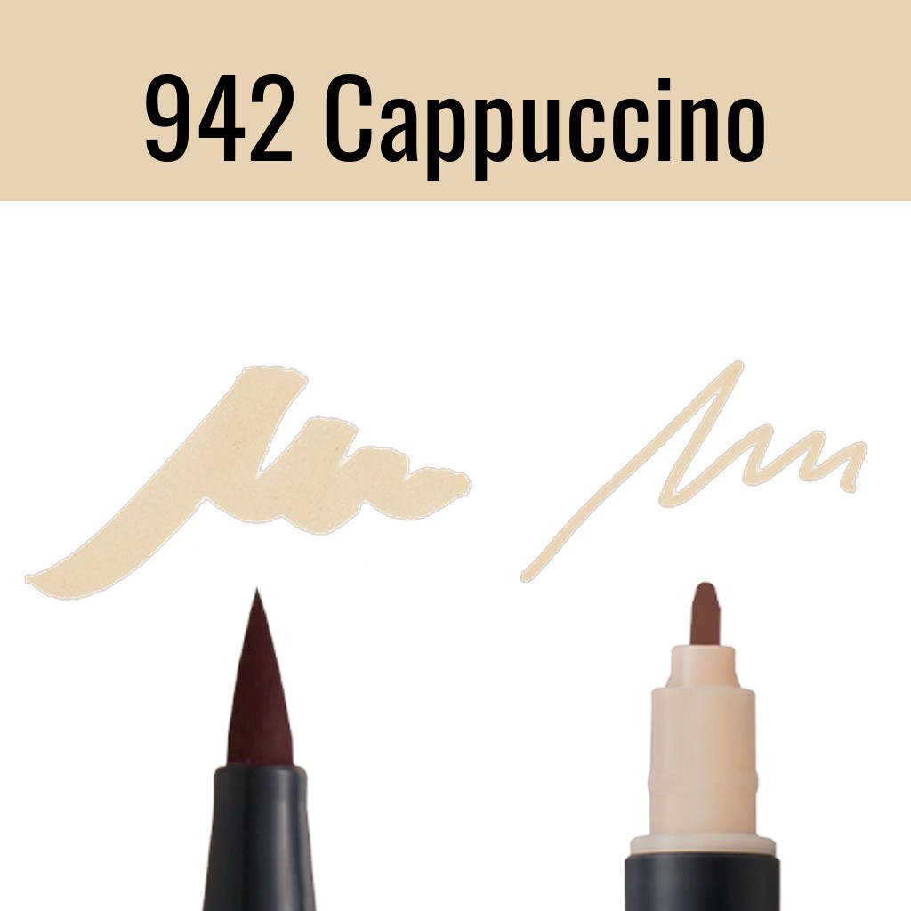 Aкварелен двувърх маркер Tombow ABT Dual Brush, четка 3.5 мм, връх 0.8 мм, 942 cappuccino