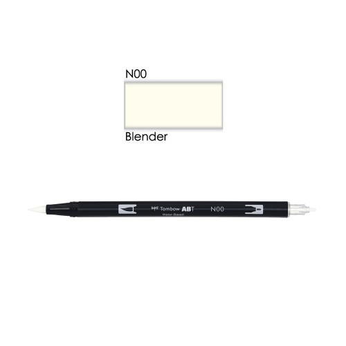 Aкварелен двувърх маркер Tombow ABT Dual Brush, четка 3.5 мм, връх 0.8 мм, N00 blender pen