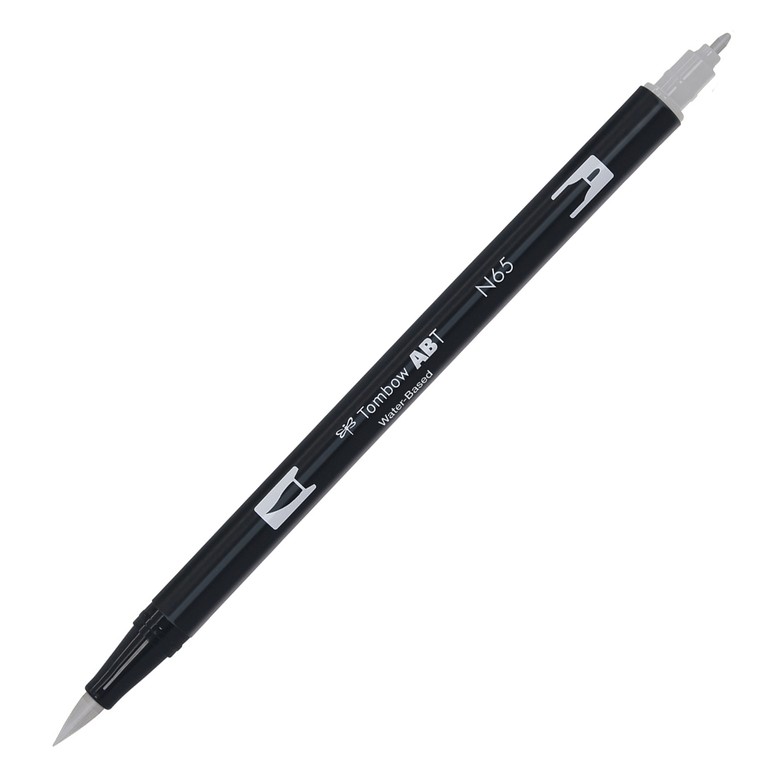 Aкварелен двувърх маркер Tombow ABT Dual Brush, четка 3.5 мм, връх 0.8 мм, N65 cool grey 5