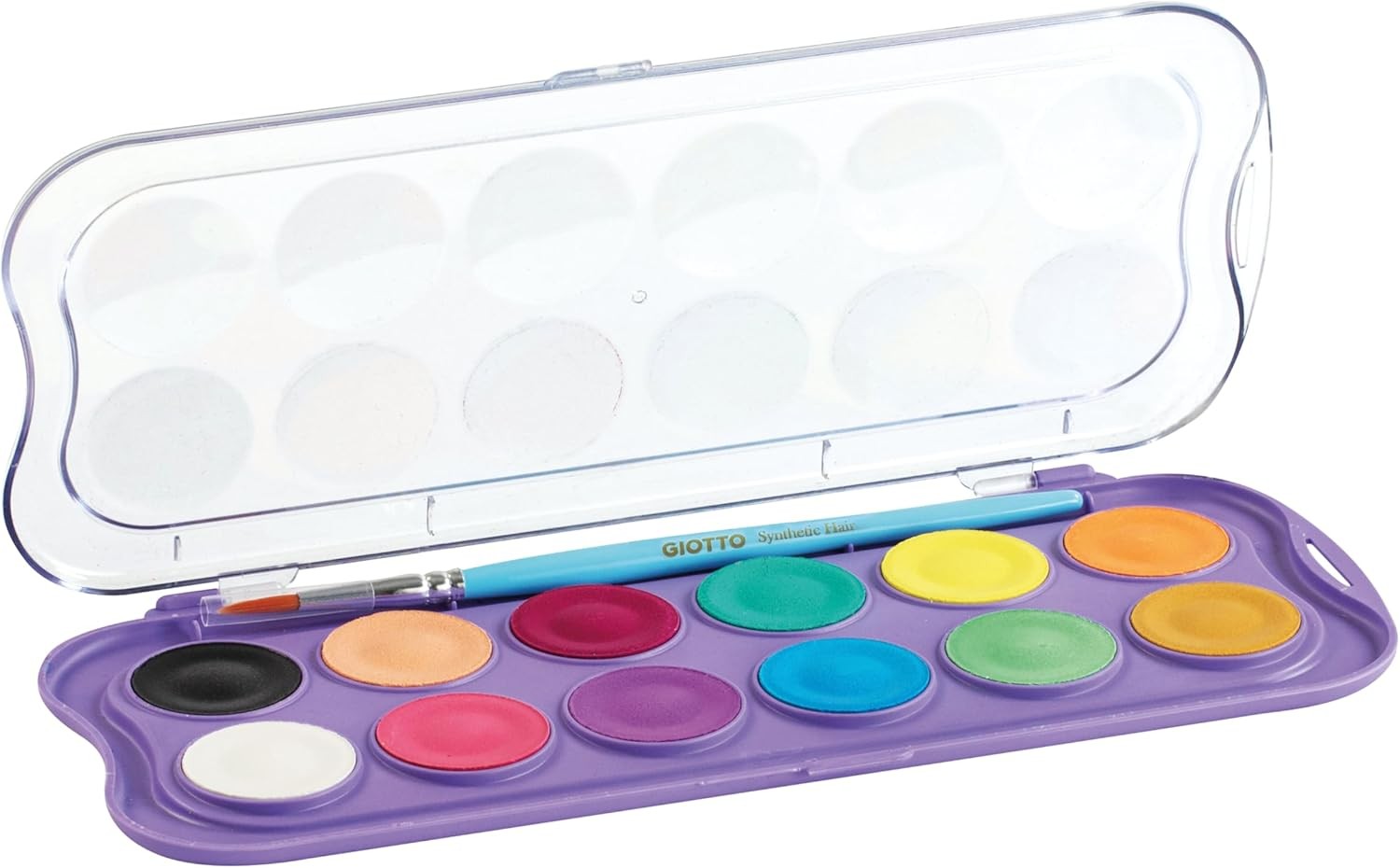 Акварелни бои GIOTTO Candy Collection, ф 30 мм, 12 цвята + четка