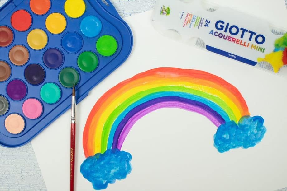 Акварелни бои GIOTTO, ф 30 мм, 24 цвята + четка