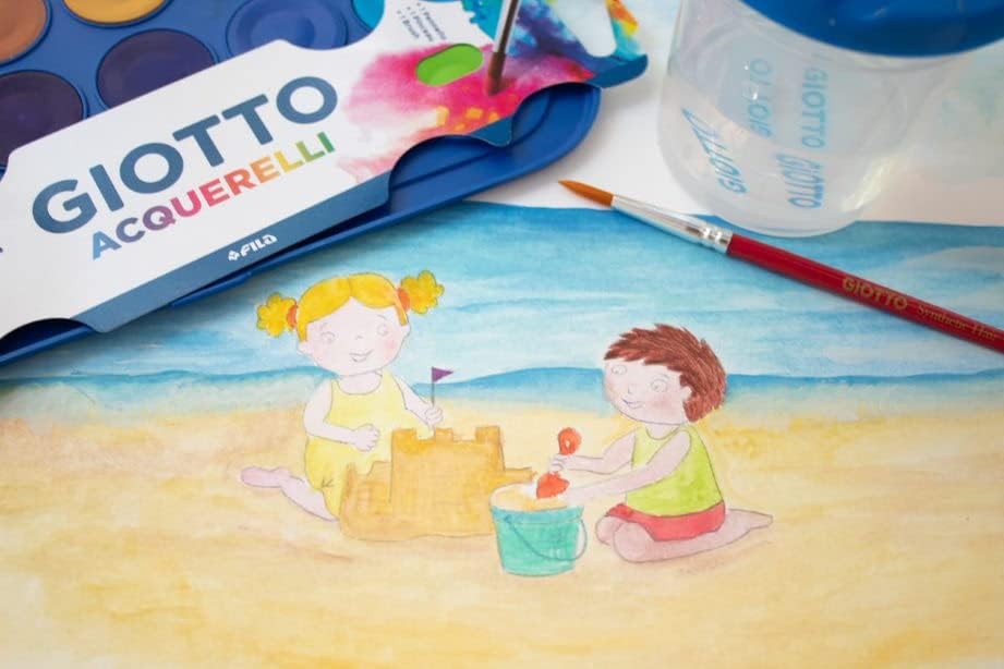 Акварелни бои GIOTTO, ф 30 мм, 24 цвята + четка