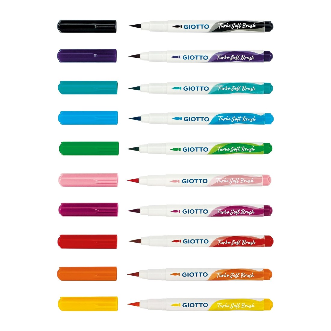 Акварелни маркери GIOTTO Turbo Soft Brush, връх тип четка, 10 интензивни цвята