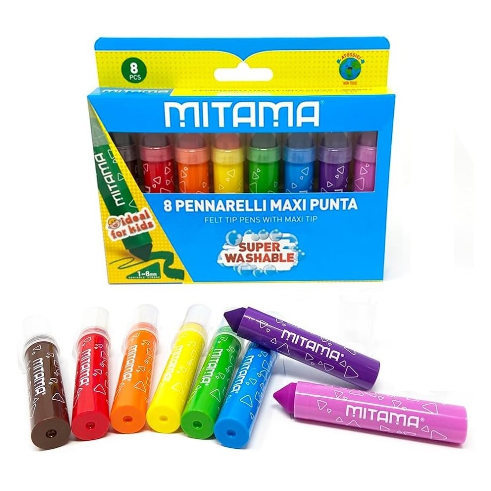 Флумастери MITAMA Jumbo Maxi Tip, връх 1-8 мм, 8 цвята
