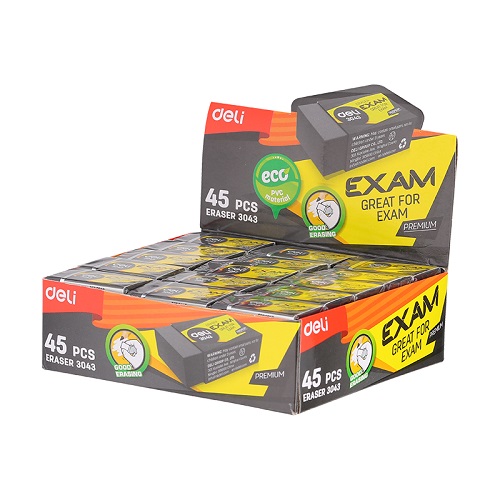 Гума за молив Deli Exam E3043, 40x22x12 мм, черна