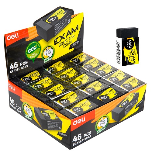 Гума за молив Deli Exam E3043, 40x22x12 мм, черна