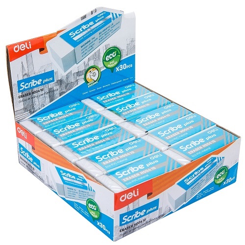 Гума за молив Deli Scribe Plus EH00410, 60х24х12 мм, бяла