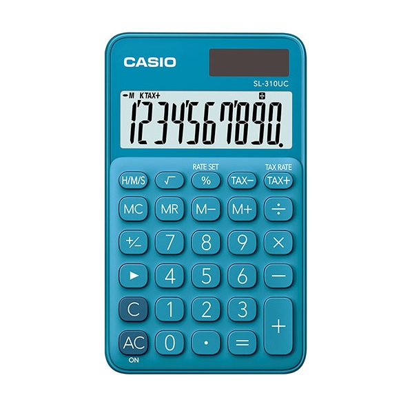 Калкулатор CASIO COLORFUL SL-310UC-BU, джобен, 10 dgt, 118х70х8.4 мм, син