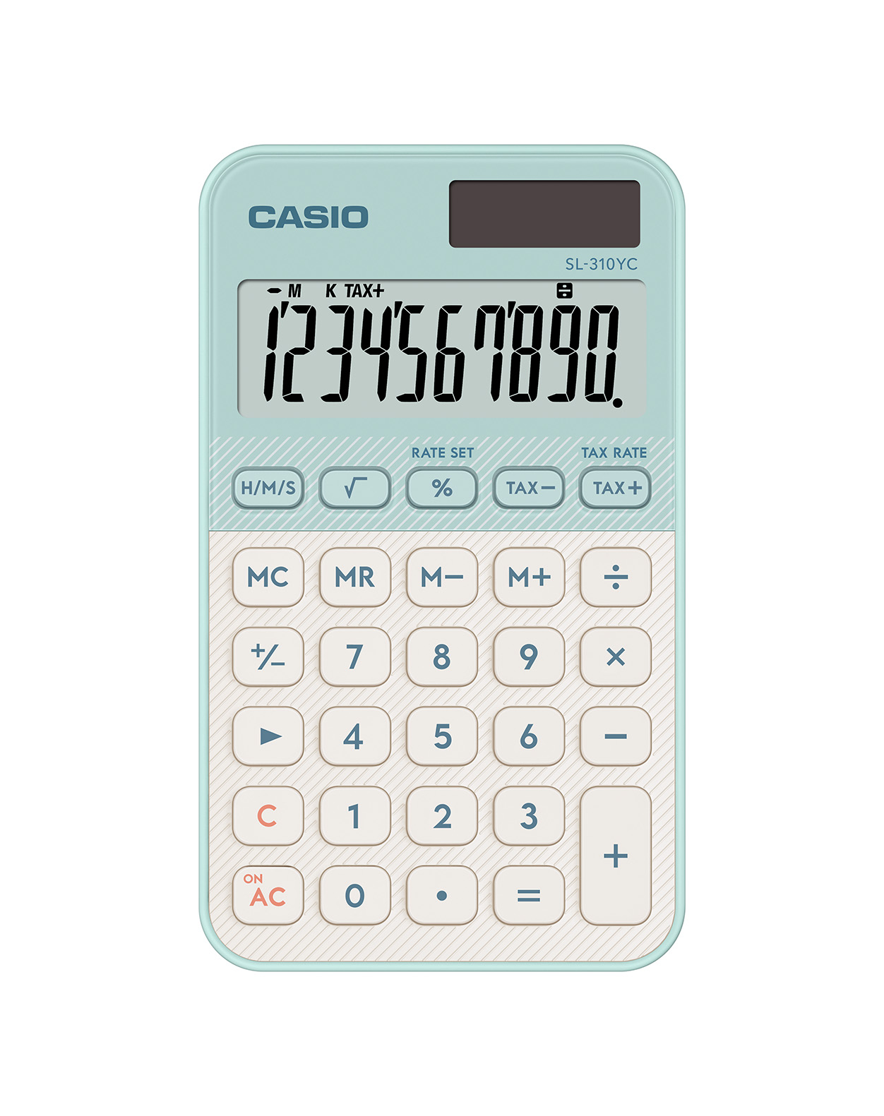 Калкулатор CASIO COLORFUL SL-310YC-LG, джобен, 10 dgt, 118x70x8 мм, светло зелен