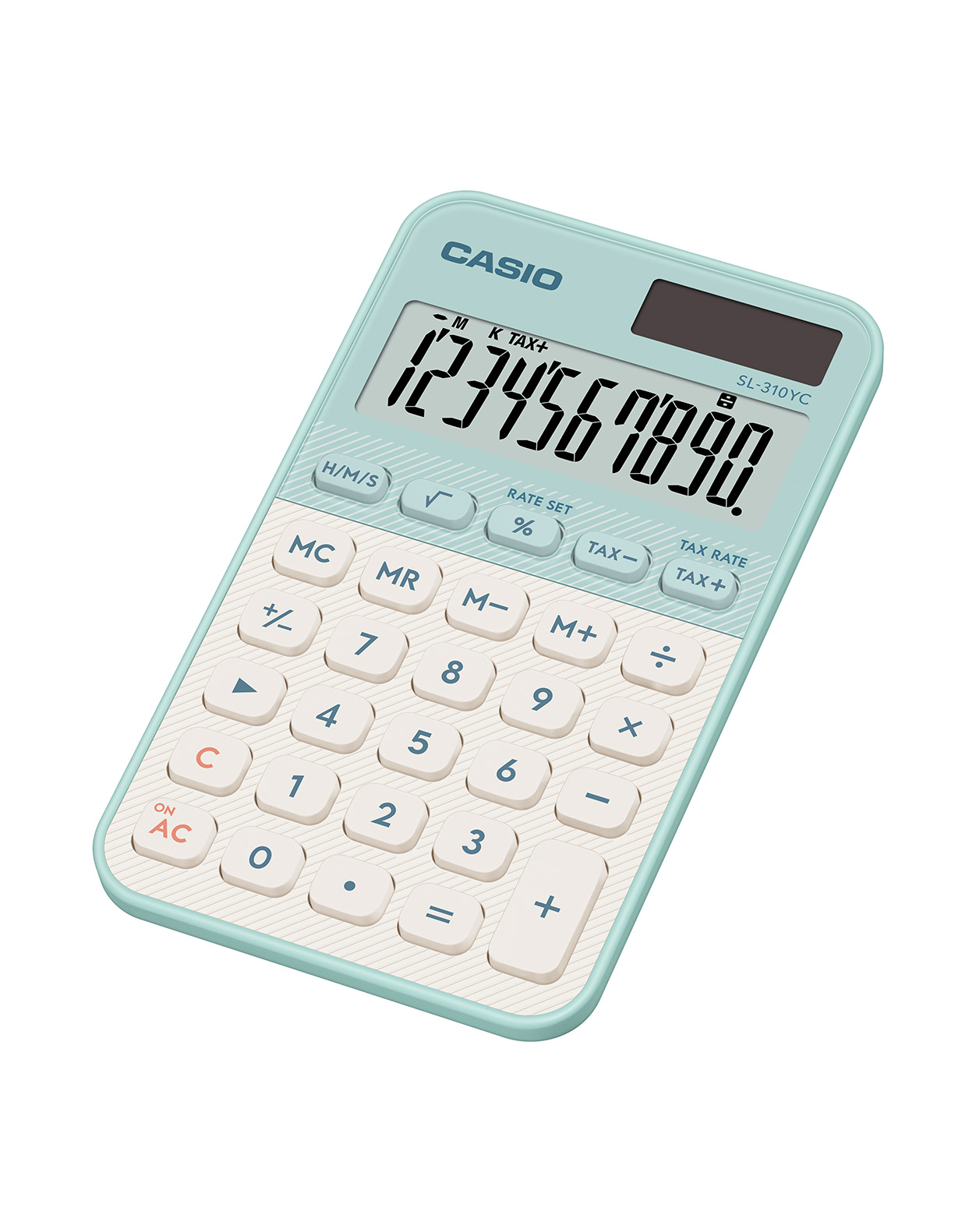 Калкулатор CASIO COLORFUL SL-310YC-LG, джобен, 10 dgt, 118x70x8 мм, светло зелен