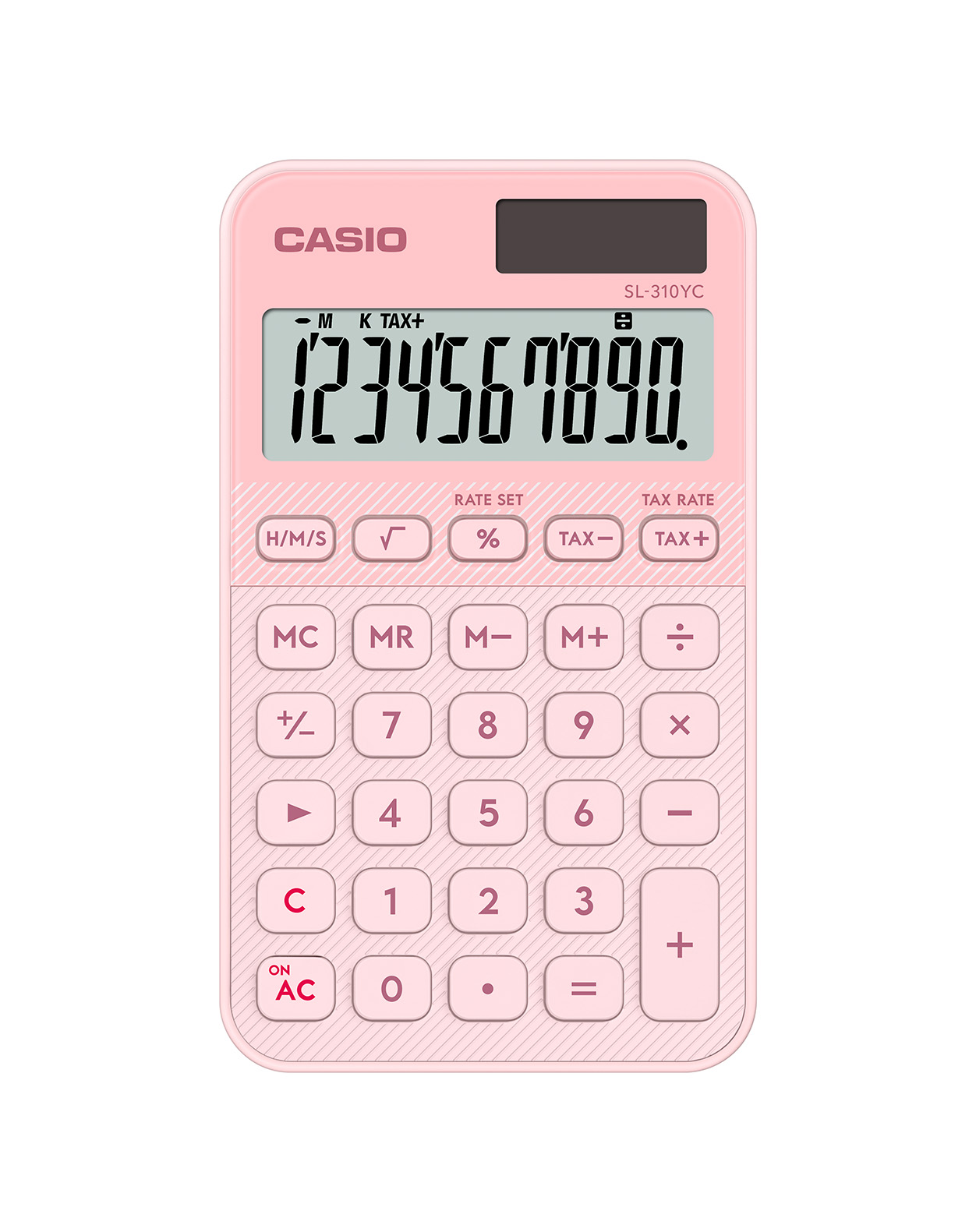 Калкулатор CASIO COLORFUL SL-310YC-LP, джобен, 10 dgt, 118х70х8 мм, светло розов