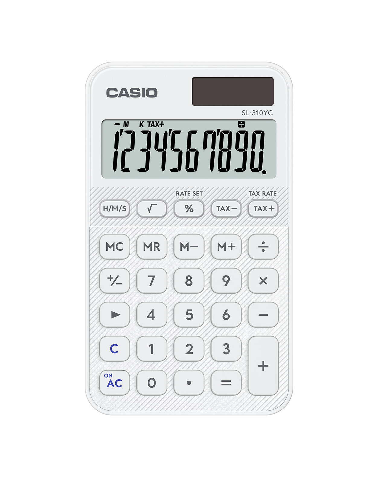 Калкулатор CASIO COLORFUL SL-310YC-WE, джобен, 10 dgt, 118х70х8 мм, бял