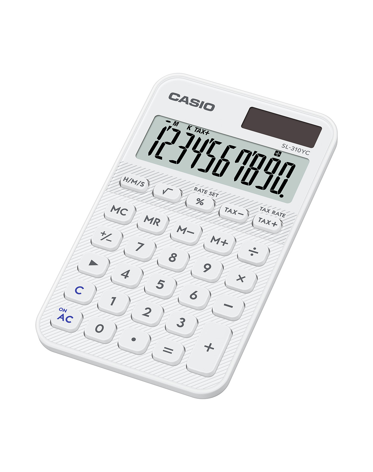 Калкулатор CASIO COLORFUL SL-310YC-WE, джобен, 10 dgt, 118х70х8 мм, бял