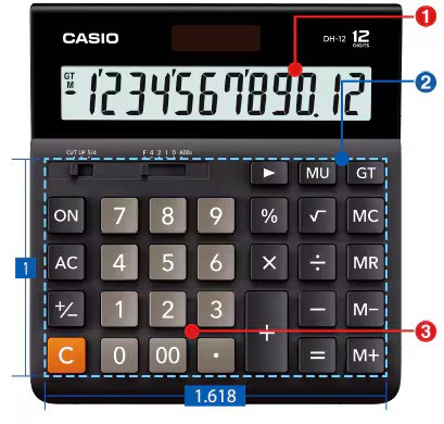 Калкулатор CASIO DH-12 BK, настолен, 12 dgt, 150х159х29 мм, черен