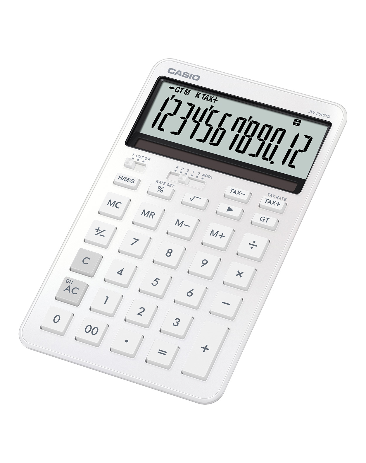 Калкулатор CASIO STYLISH JW-200DQ-WE, 12 dgt, метален панел, 182х109х20 мм, бял