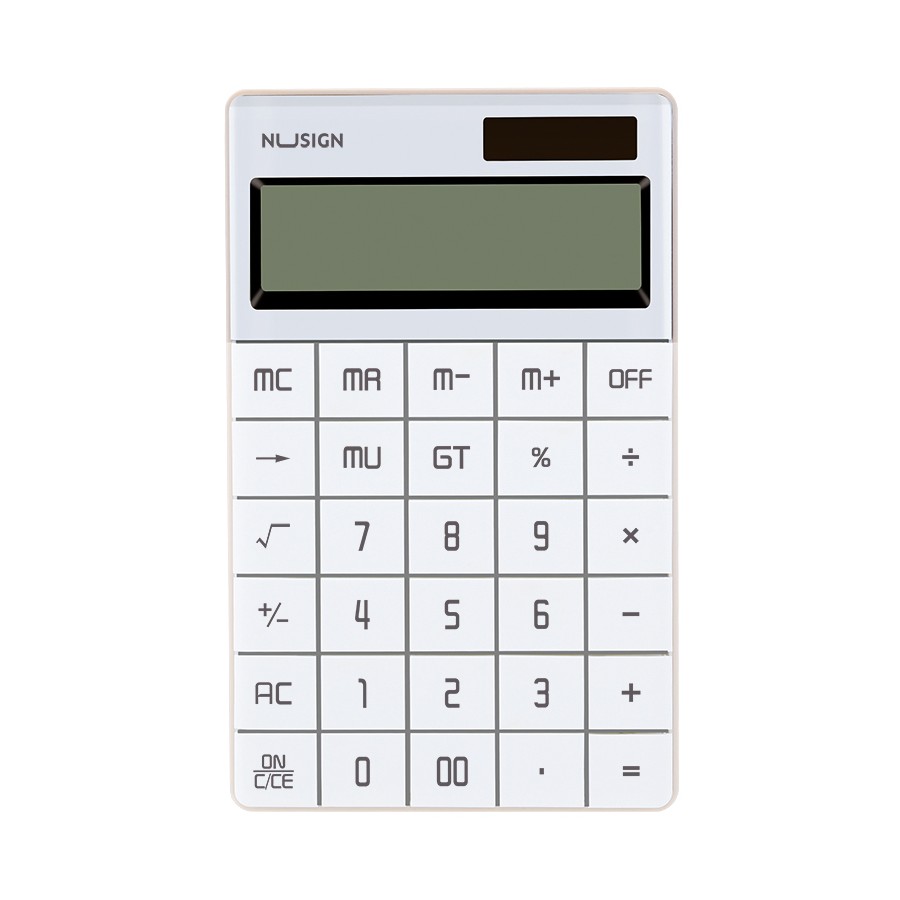 Калкулатор NuSign ENS041, настолен, 12 dgt, 165.3x103.2х14.7 мм, бял