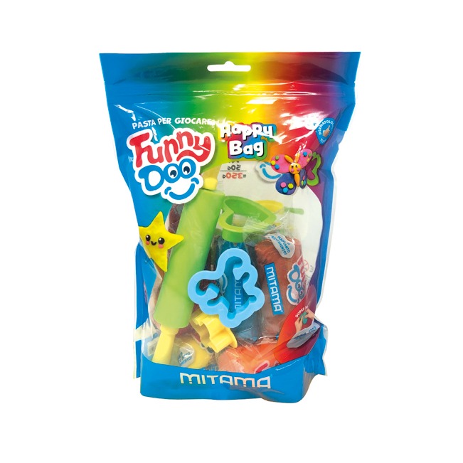 Комплект за моделиране MITAMA Funny Doo Happy Bag, 7 цвята моделин, с аксесоари, 14 части