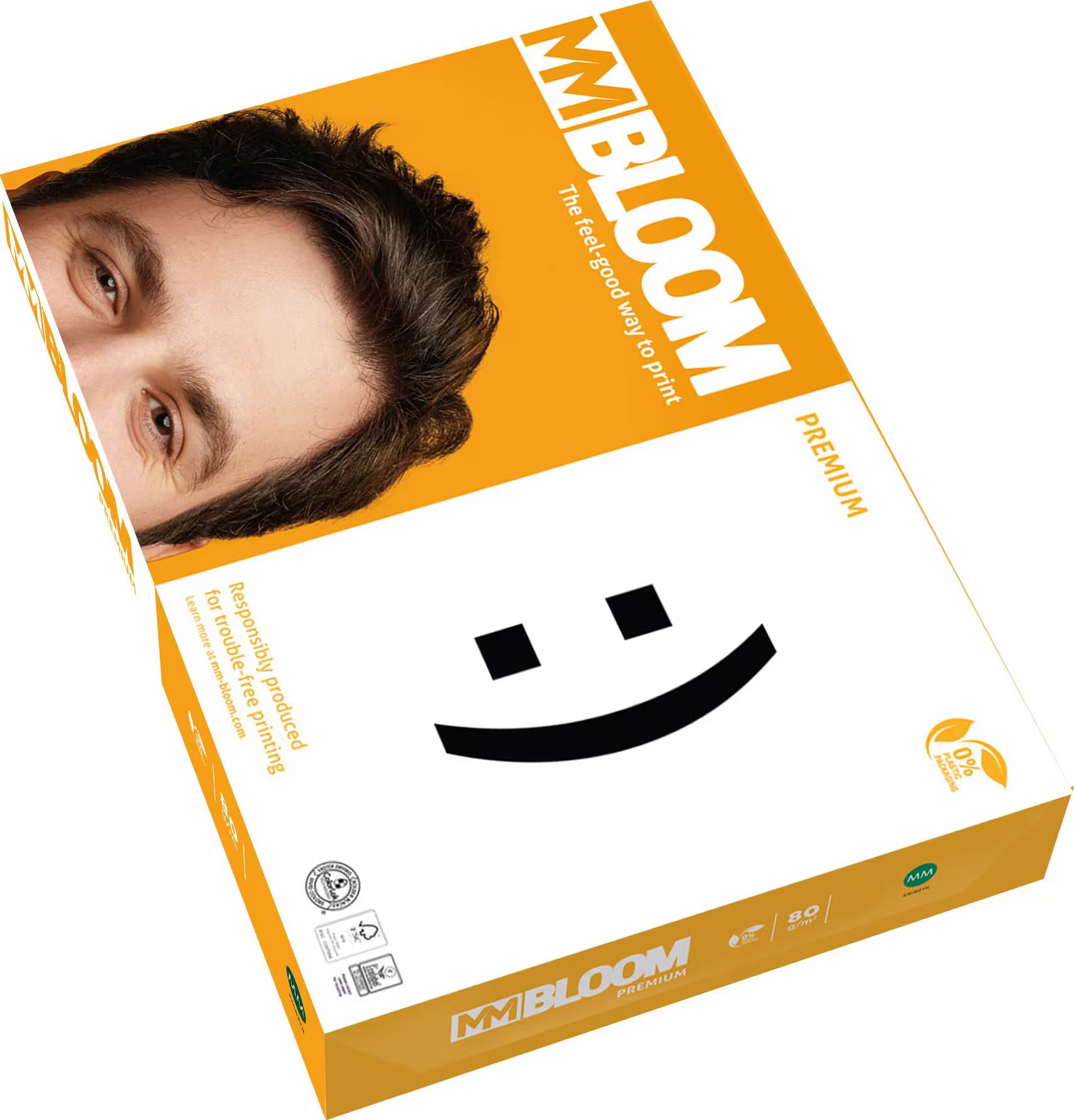 Копирна хартия Bloom Premium, А4, 80 г, бяла, CIE белота 161, PEFC, пакет 500 л.