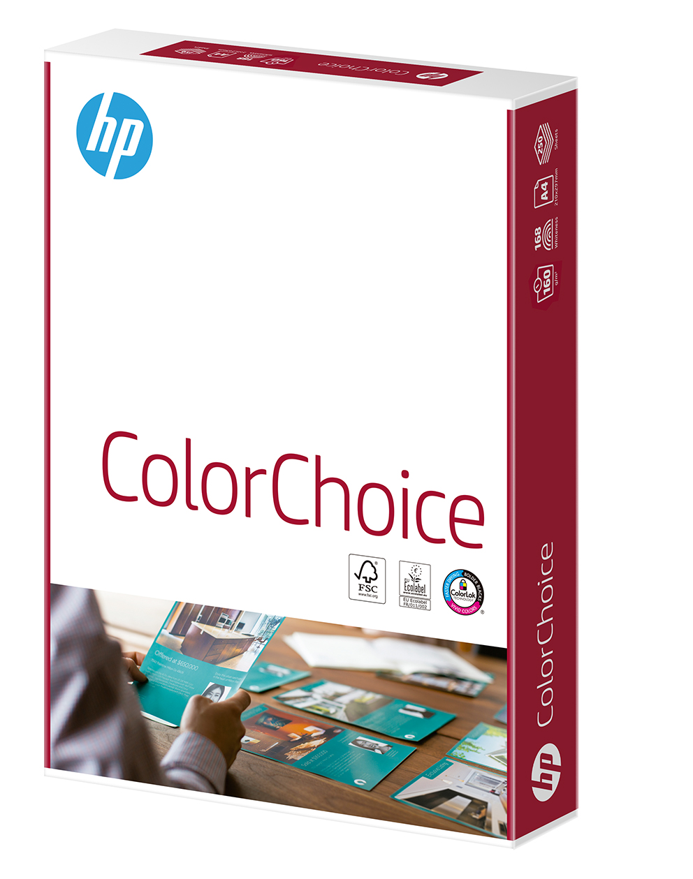 Копирна хартия HP Color Choice, А4, 160 г, бяла, CIE белота 168, FSC, пакет 250 л.