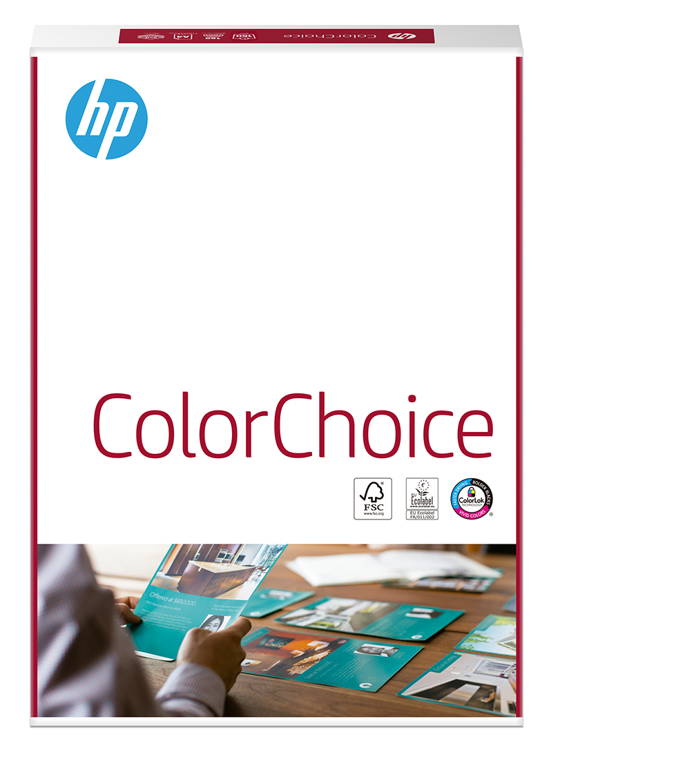 Копирна хартия HP Color Choice, А4, 160 г, бяла, CIE белота 168, FSC, пакет 250 л.
