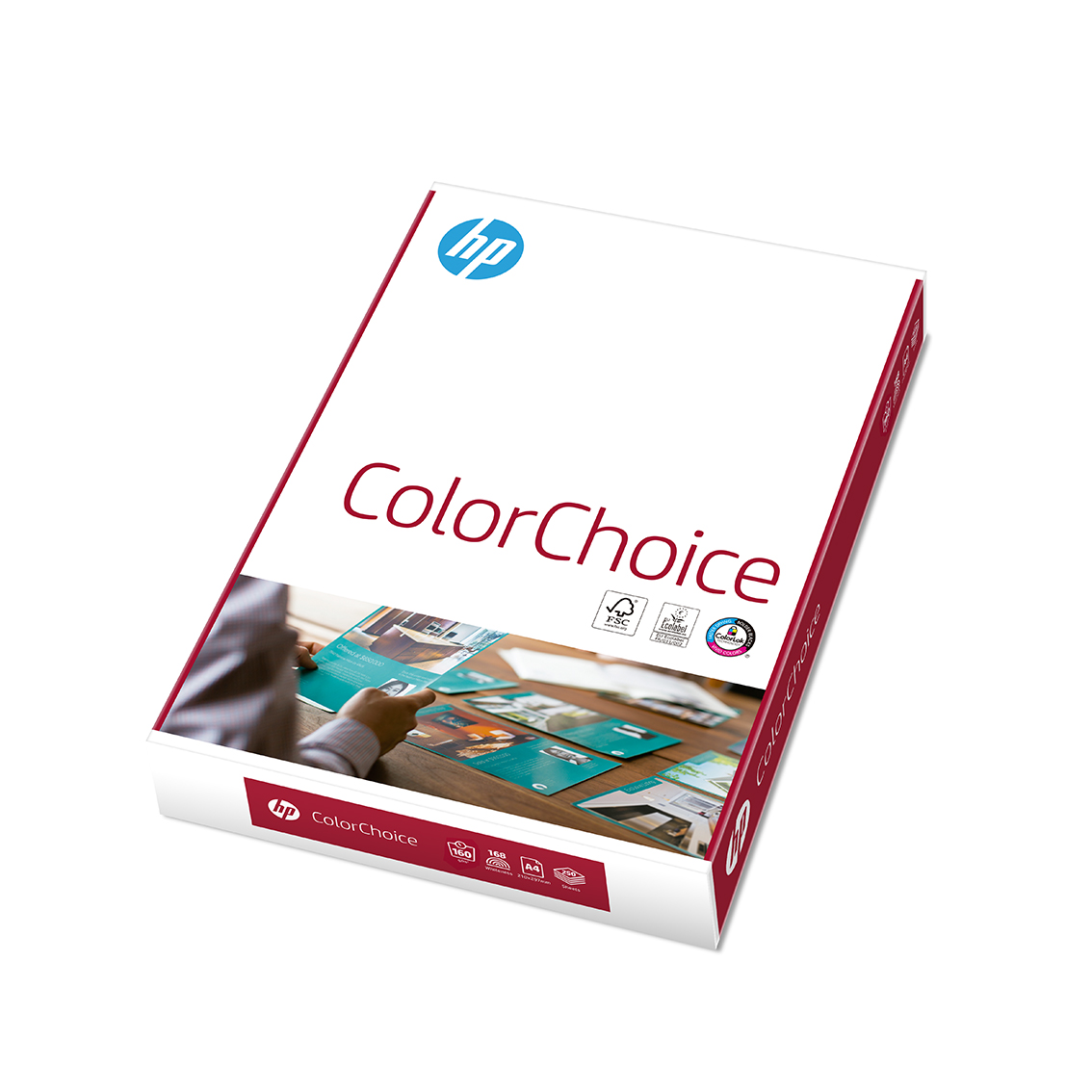 Копирна хартия HP Color Choice, А4, 160 г, бяла, CIE белота 168, FSC, пакет 250 л.