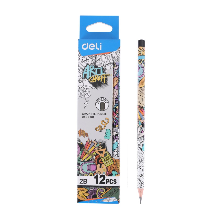 Молив без гума Deli Arti Graff EU53300, шестоъгълно тяло, 2B