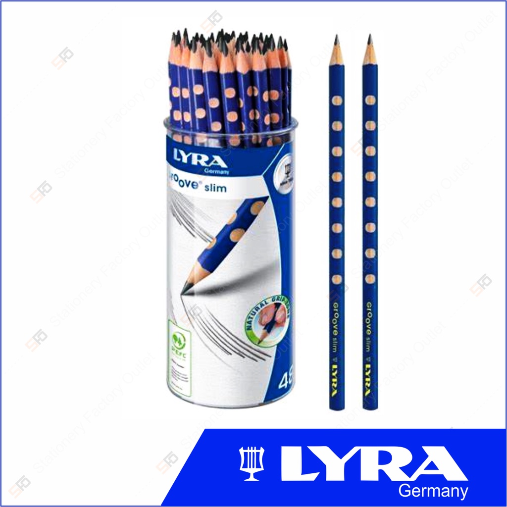 Моливи без гума LYRA Groove Slim Graphite, триъгълно тяло, грип зона, HB, 48 бр. в чашка