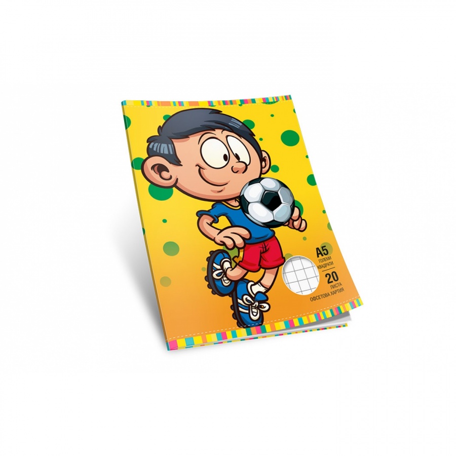 Multiprint тетрадка A5, 20 л., тесни и широки редове, офсет, меки корици