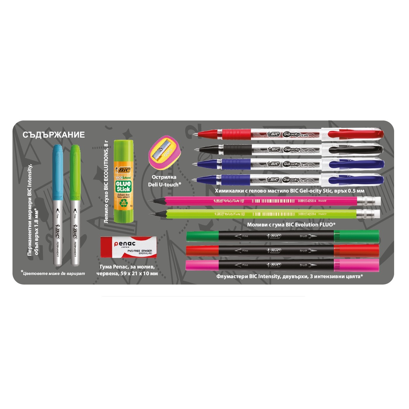Несесер с пълнеж COOCAZOO Tropical Blue от 12 бр. средства микс BIC и Deli