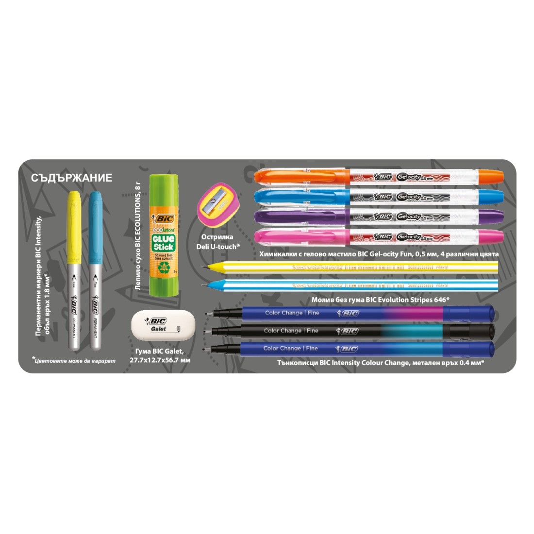 Несесер с пълнеж COOCAZOO Tropical Blue от 12 бр. средства микс BIC и Deli