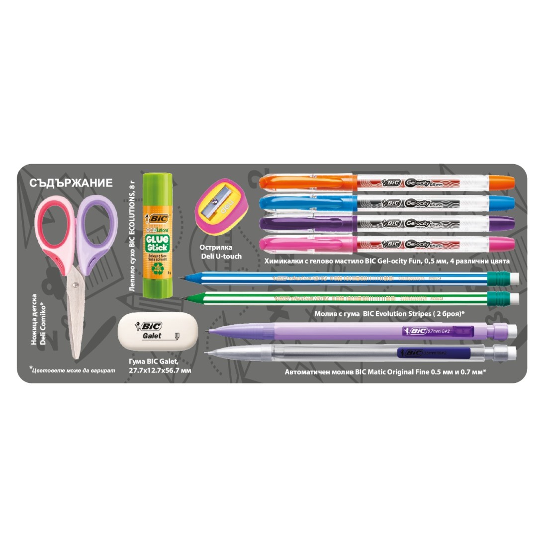 Несесер с пълнеж COOCAZOO Tropical Blue от 12 бр. средства микс BIC и Deli