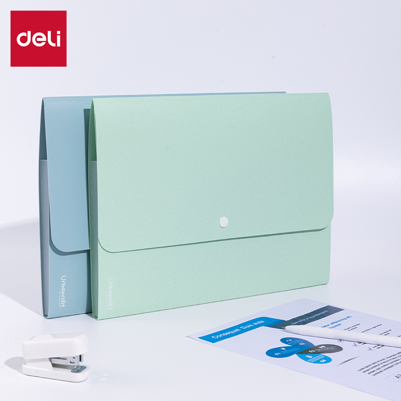 Папка с 8 отделения Deli Urbanroot EF632, A4, от пшенична слама, с индекси, синя