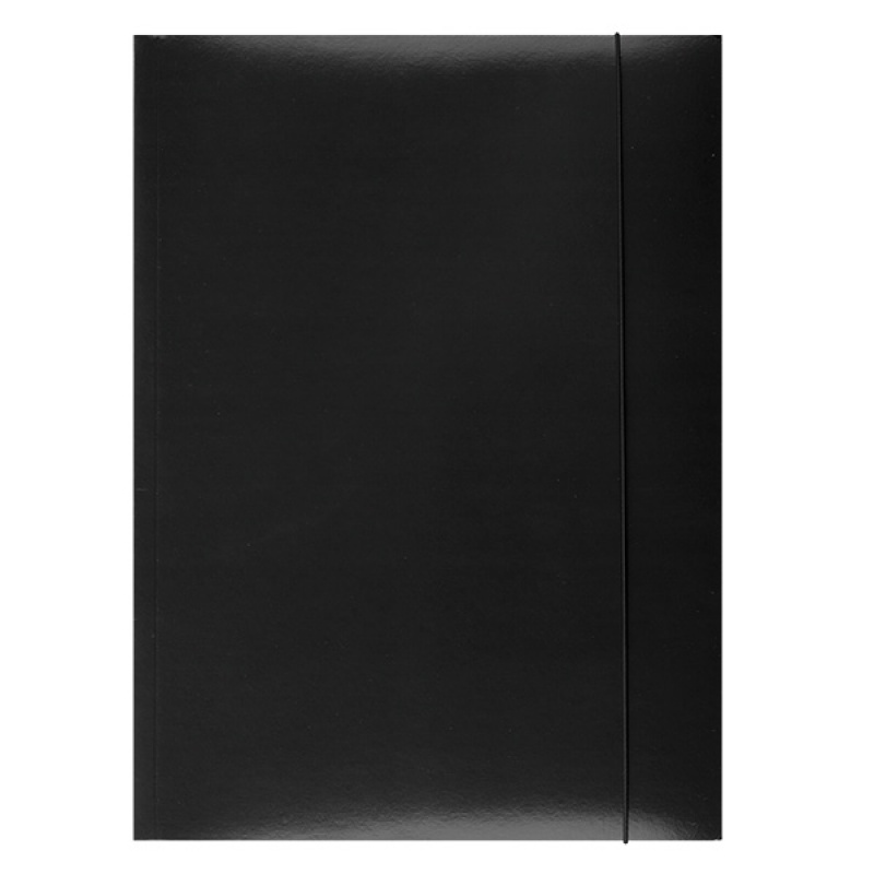 Папка с ластик и 3 капака OFFICE PRODUCTS, A4, картон 300 г с UV лак, черна
