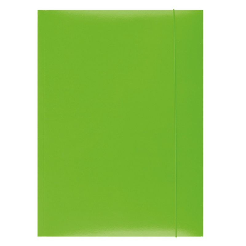 Папка с ластик и 3 капака OFFICE PRODUCTS, A4, картон 300 г с UV лак, зелена