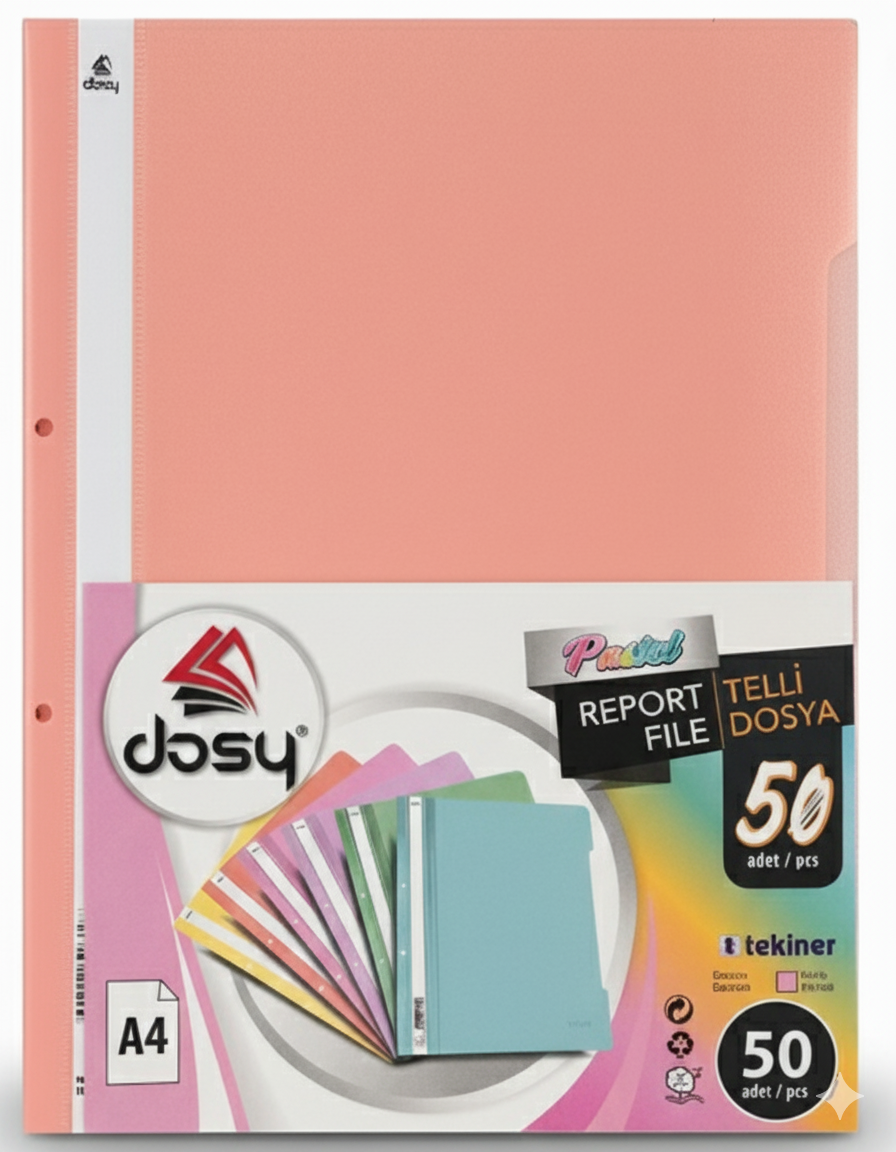 Папка с машинка и перфорация DOSY Pastel A4, PP, 180 mic, сьомга