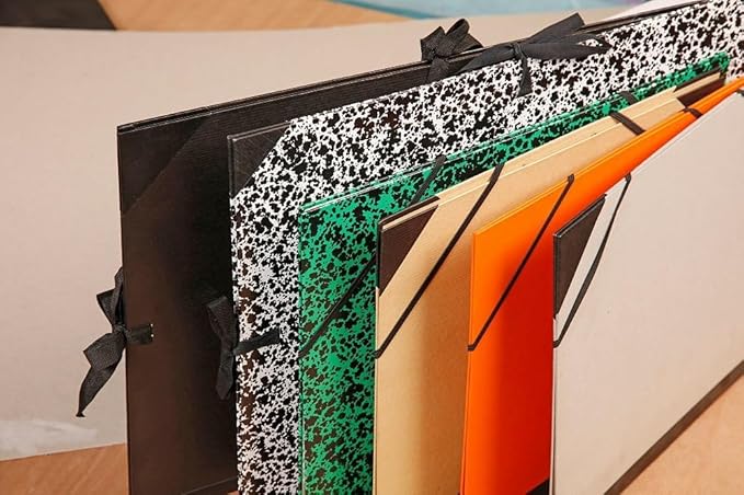 Папка за рисунки с ластик и три капака EXACOMPTA Kraft, 320х450 мм, картон 240 г, черна