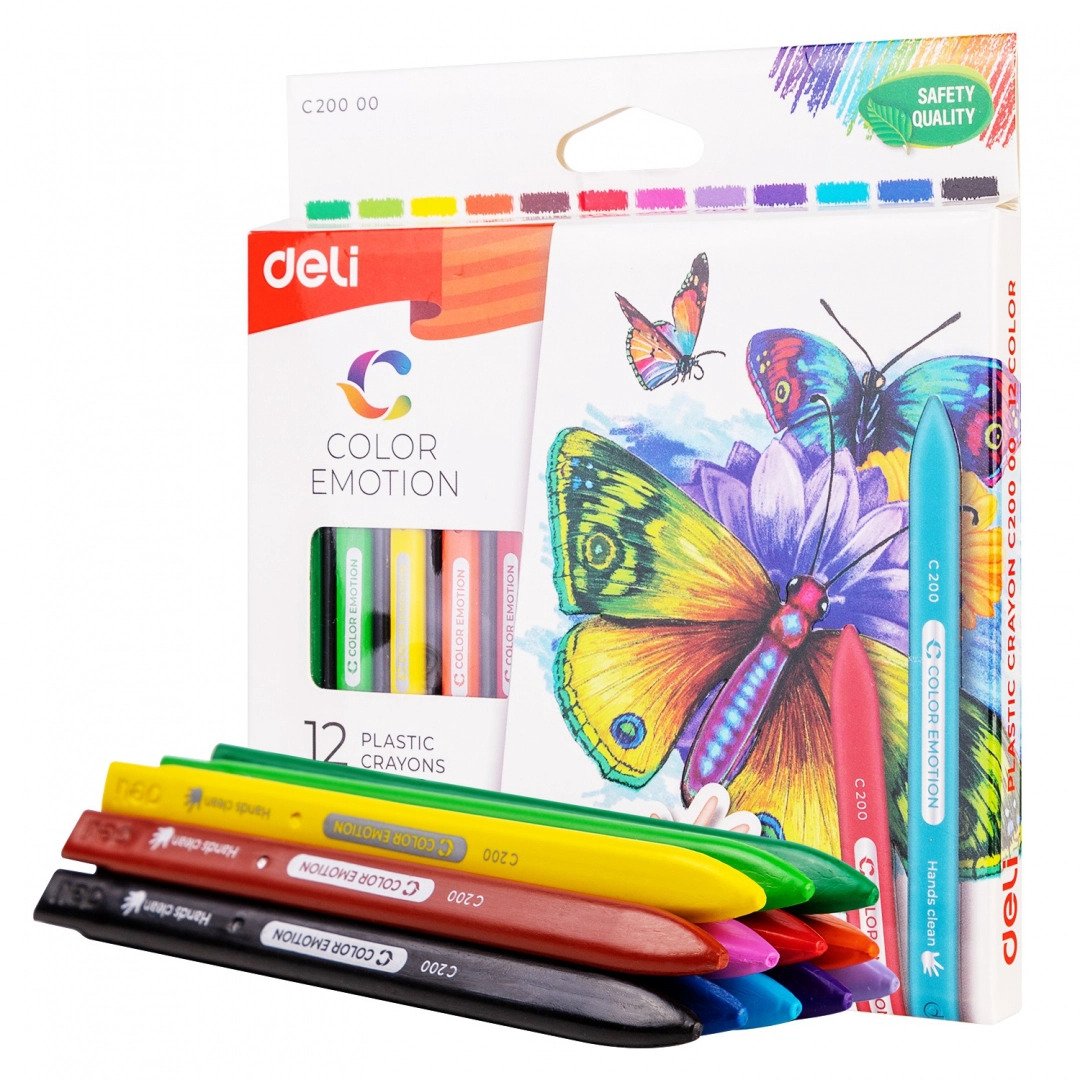 Пастели пластик Deli Color Emotion EC20000, ф 8 мм, 60 мм, 12 цвята