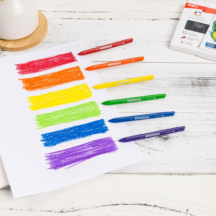 Пастели пластик Deli Color Emotion EC20000, ф 8 мм, 60 мм, 12 цвята