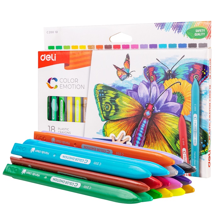 Пастели пластик Deli Color Emotion EC20010, ф 8 мм, 60 мм, 18 цвята