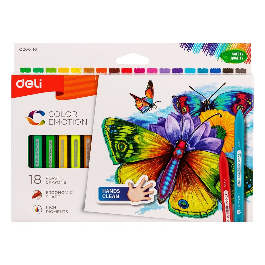 Пастели пластик Deli Color Emotion EC20010, ф 8 мм, 60 мм, 18 цвята