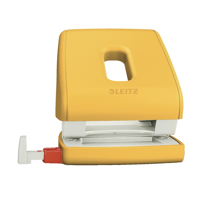 Перфоратор LEITZ Cosy, за 30 л.(80 г), с ограничител, 137x109x131 мм,  пластмаса + метал, жълт