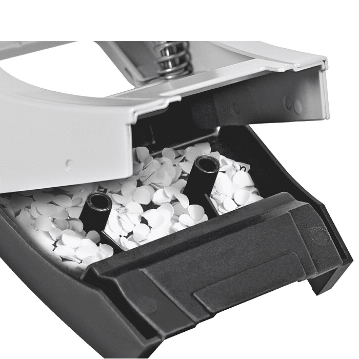 Перфоратор LEITZ WOW, за 10 л.(80 г), с ограничител, 100x70x81 мм, пластмаса + метал, перленобял